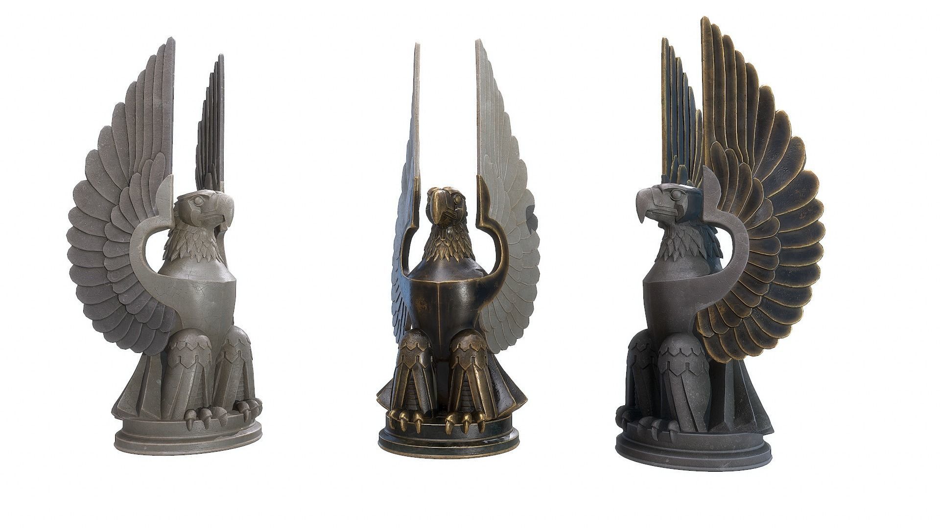 Eagle Sculpture Low-poly 3D model_4