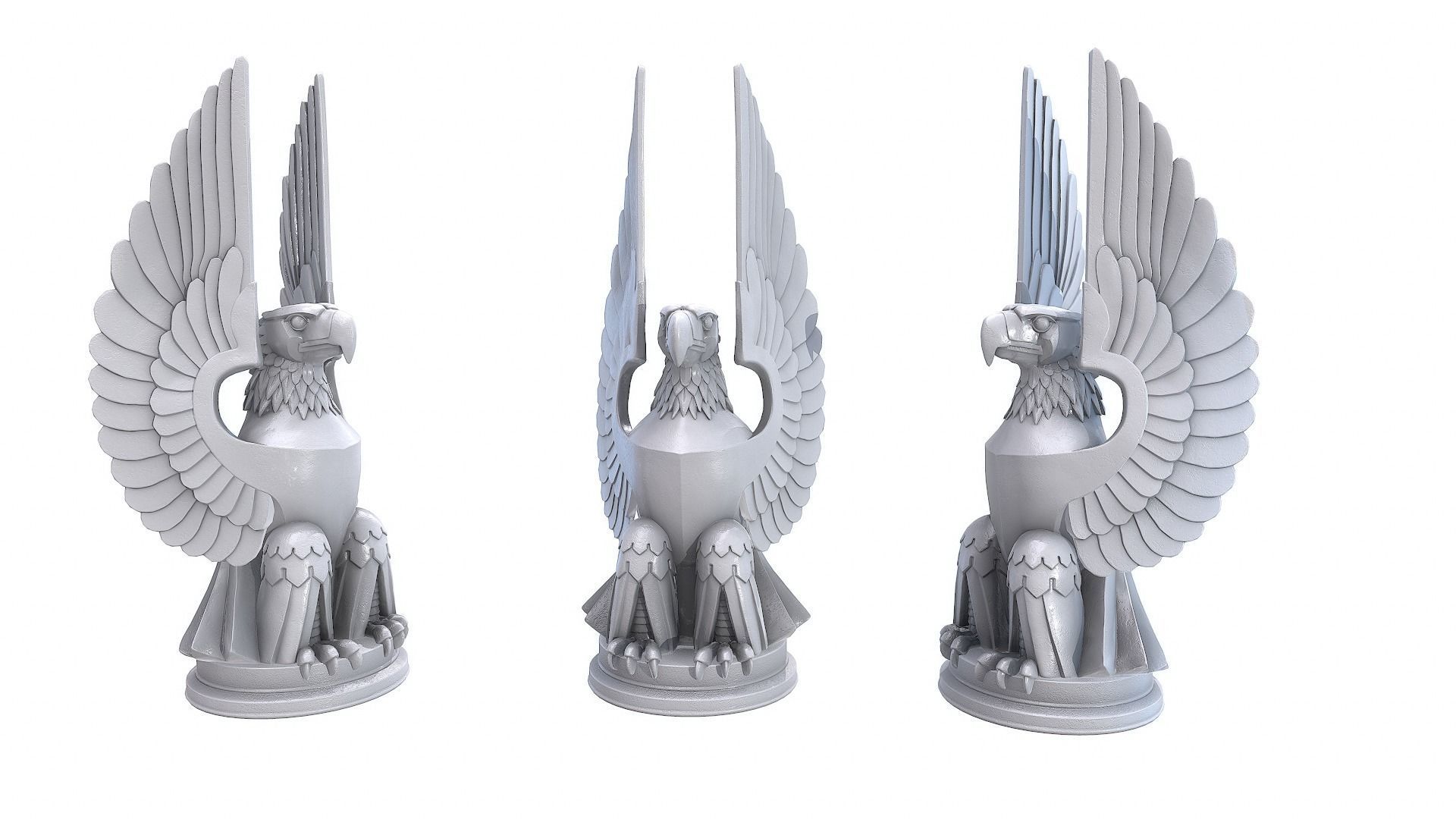 Eagle Sculpture Low-poly 3D model_7