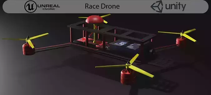 Game-rady Racing Drone Low-poly 3D model