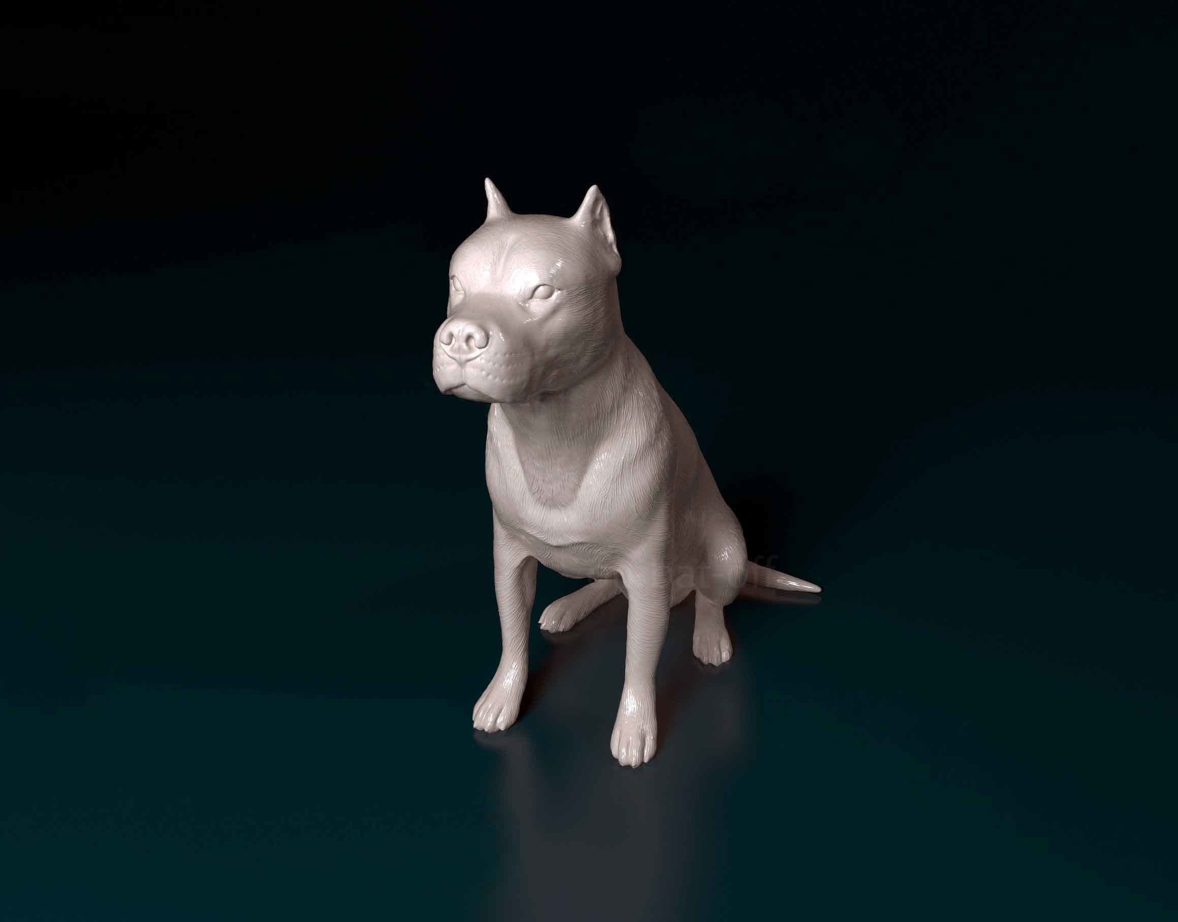 Pitbull female dog 3D print model_4
