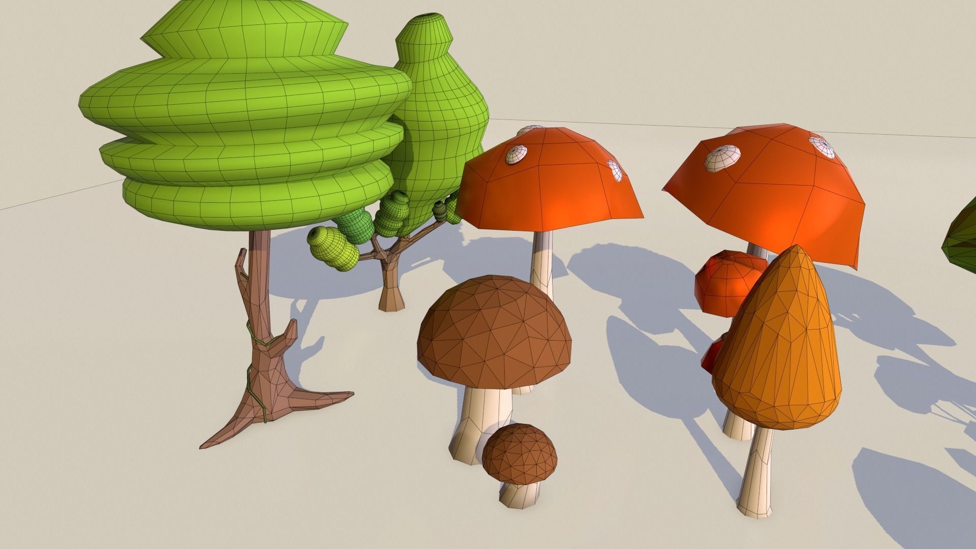Low poly TreePack and some vegetations Low-poly 3D model_4