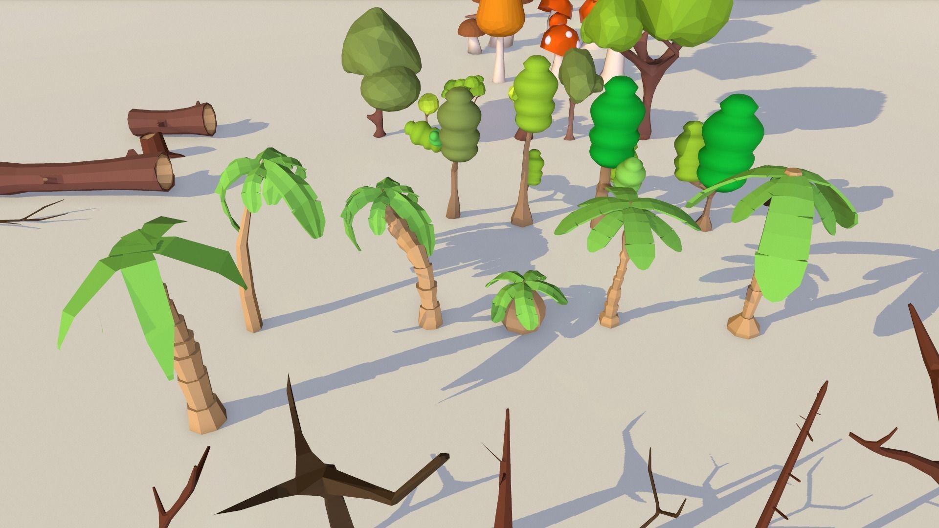 Low poly TreePack and some vegetations Low-poly 3D model_9
