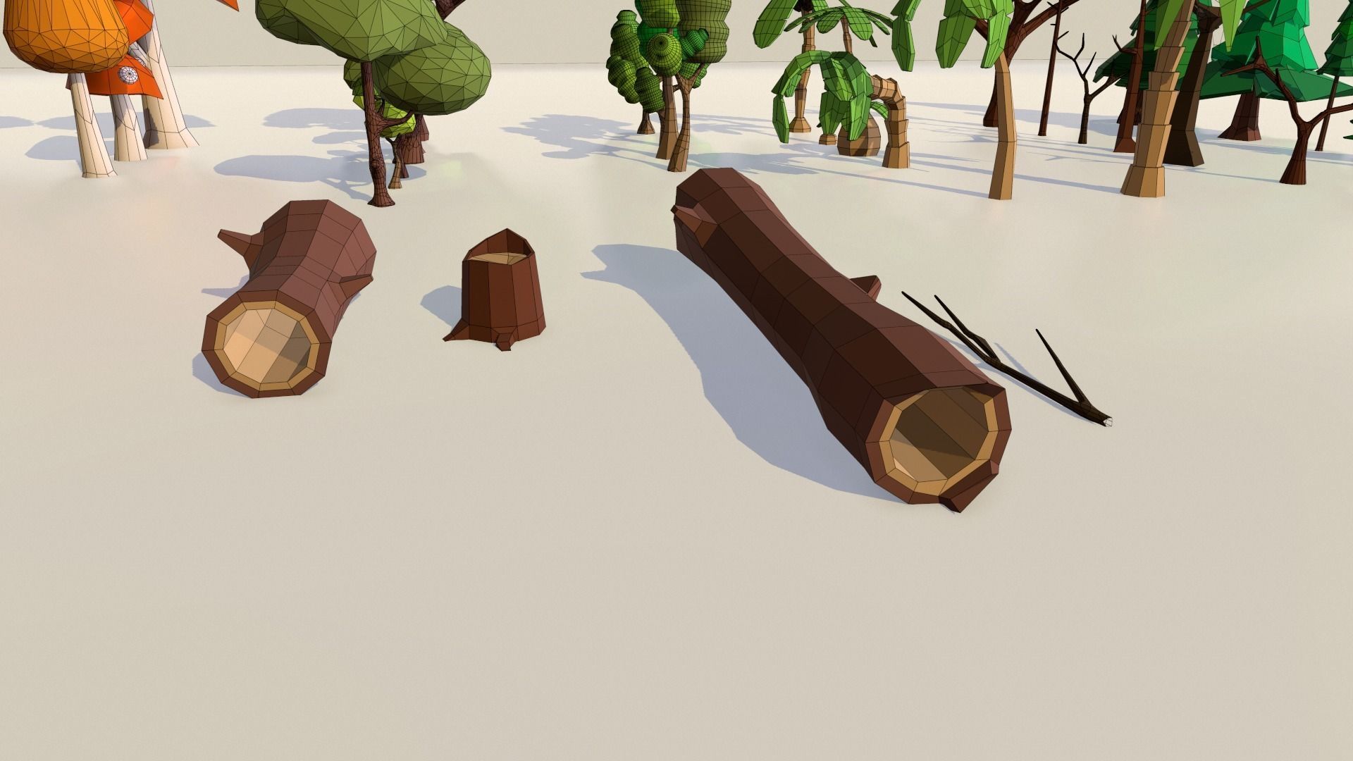 Low poly TreePack and some vegetations Low-poly 3D model_6