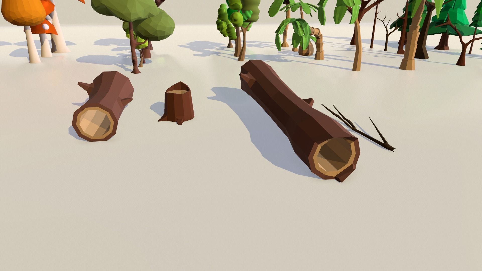 Low poly TreePack and some vegetations Low-poly 3D model_5