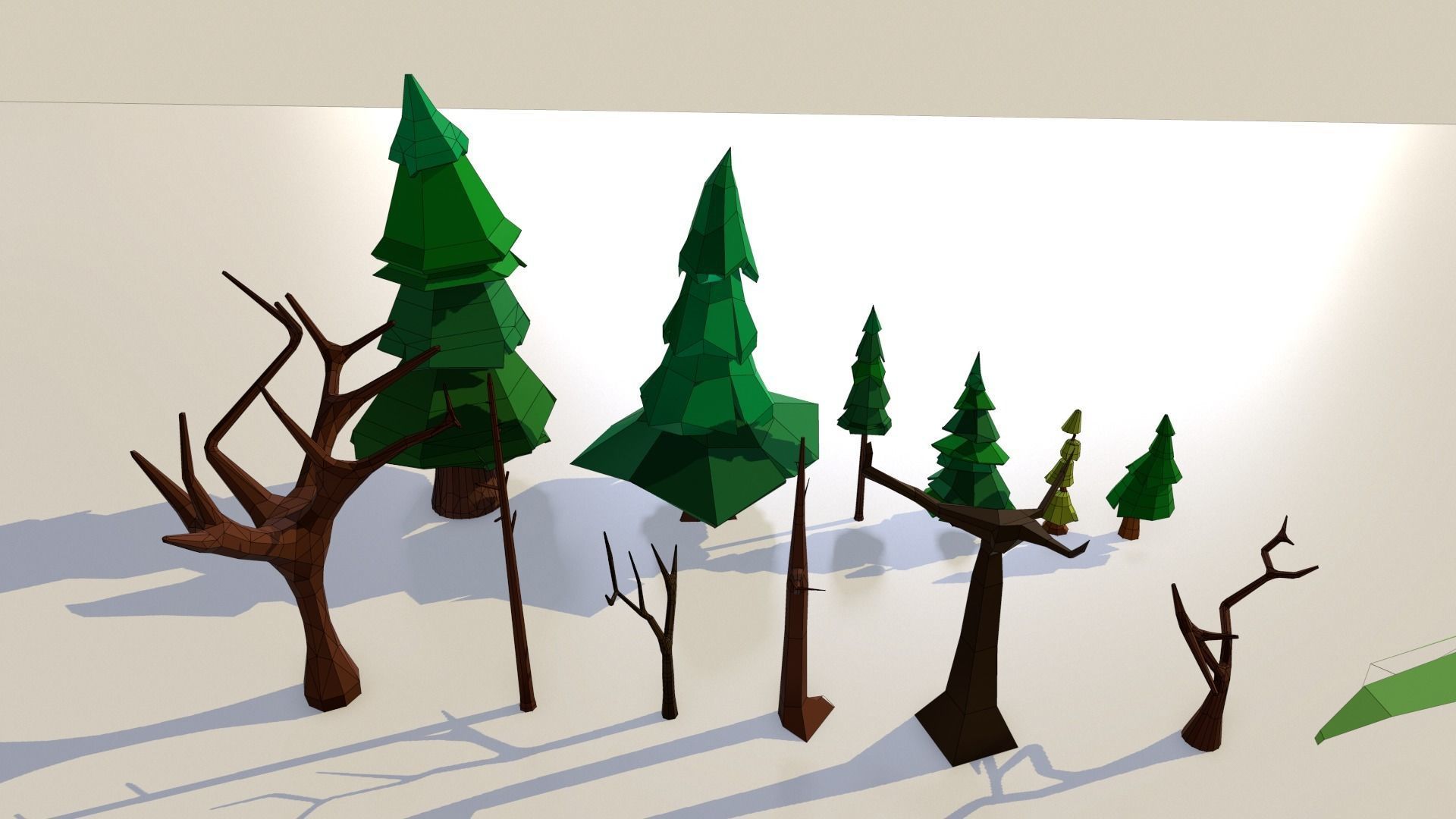 Low poly TreePack and some vegetations Low-poly 3D model_8