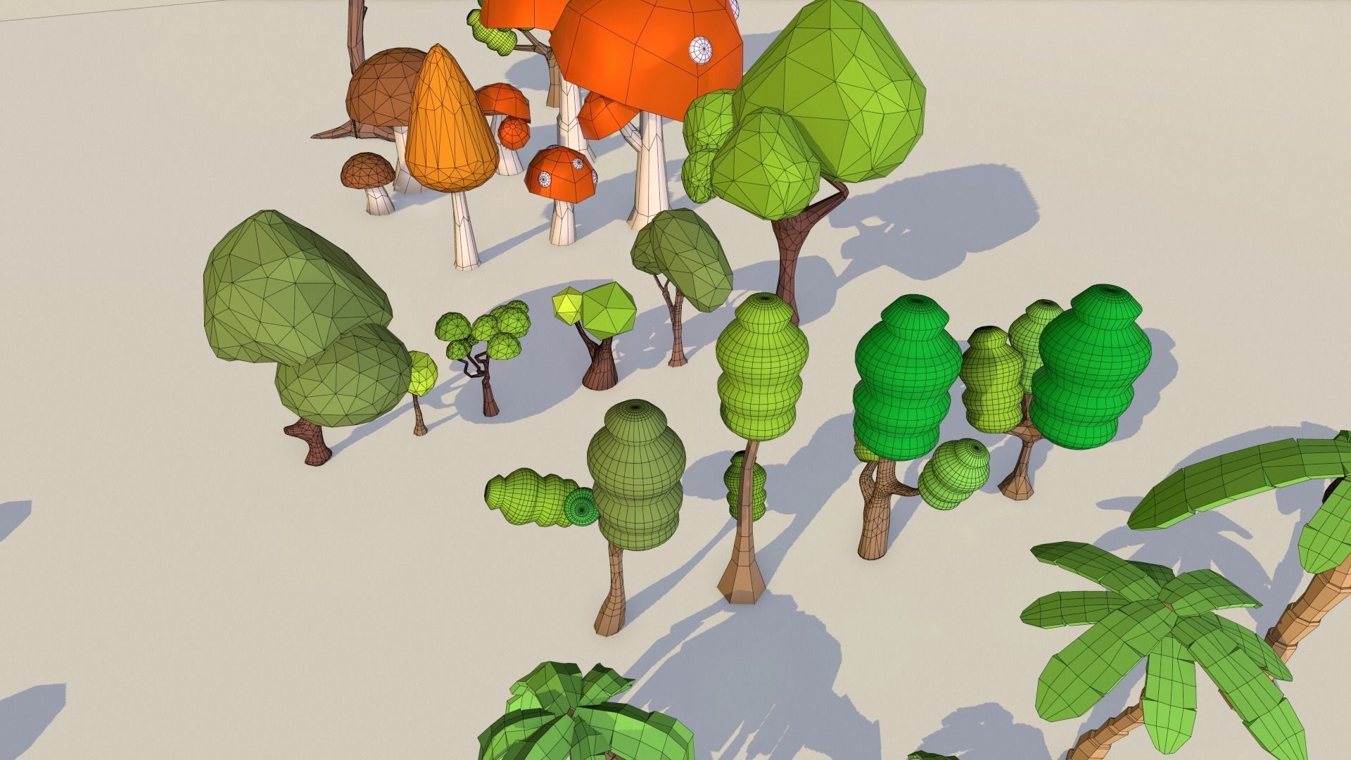 Low poly TreePack and some vegetations Low-poly 3D model_12