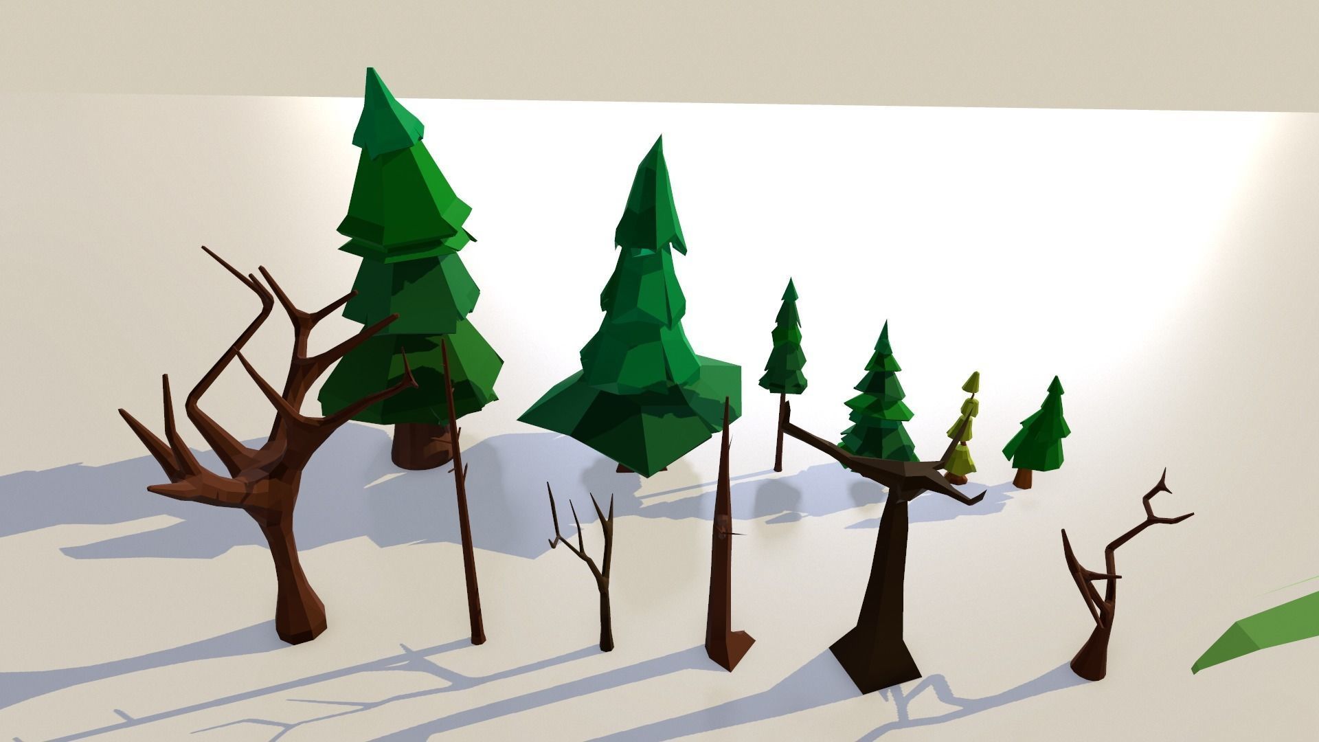 Low poly TreePack and some vegetations Low-poly 3D model_7