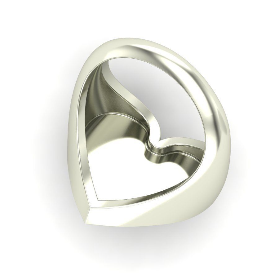 Signet rings set HEART top 3D print model_9