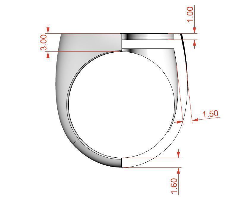Signet rings set HEART top 3D print model_7