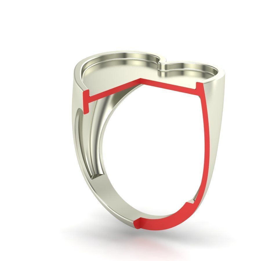 Signet rings set HEART top 3D print model_5