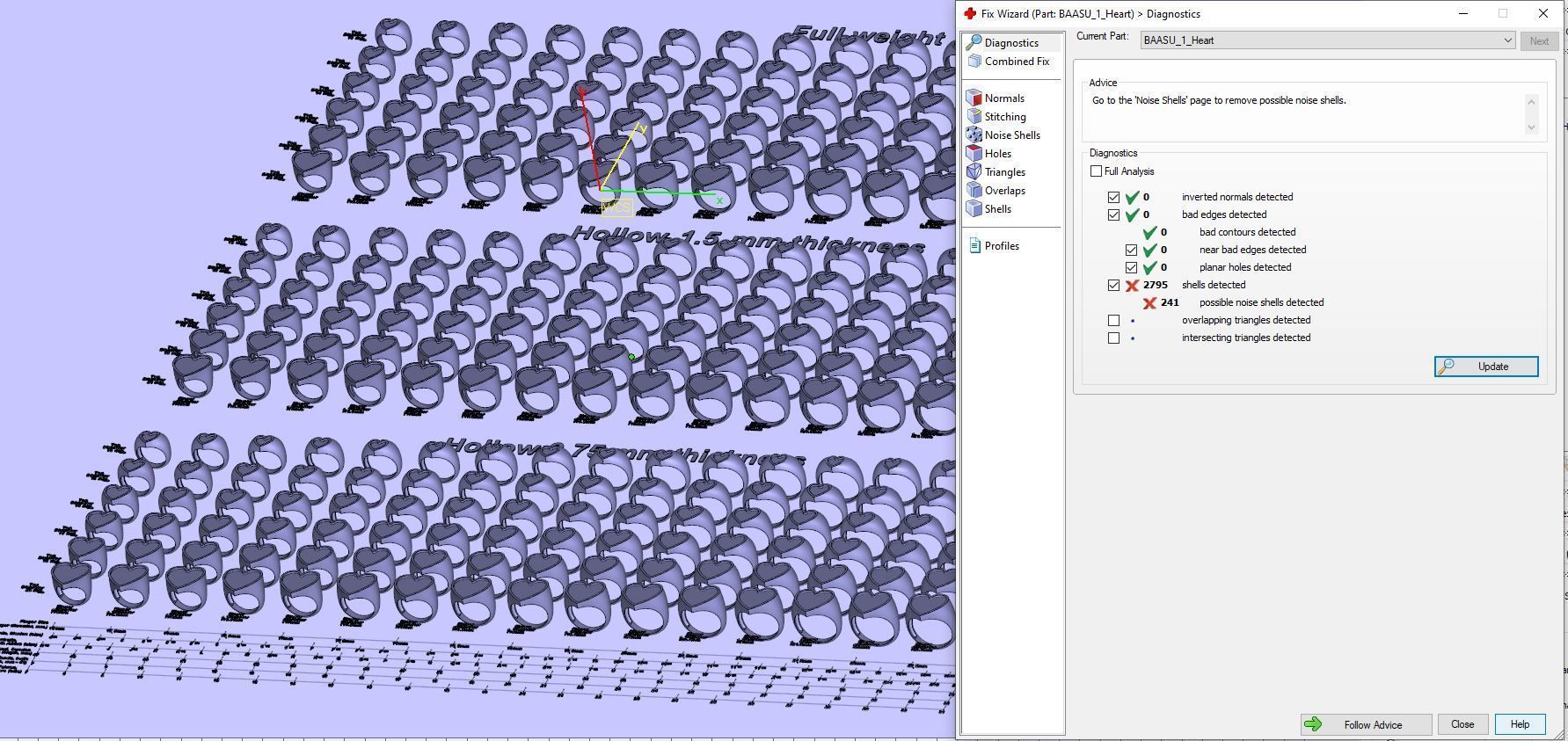 Signet rings set HEART top 3D print model_12