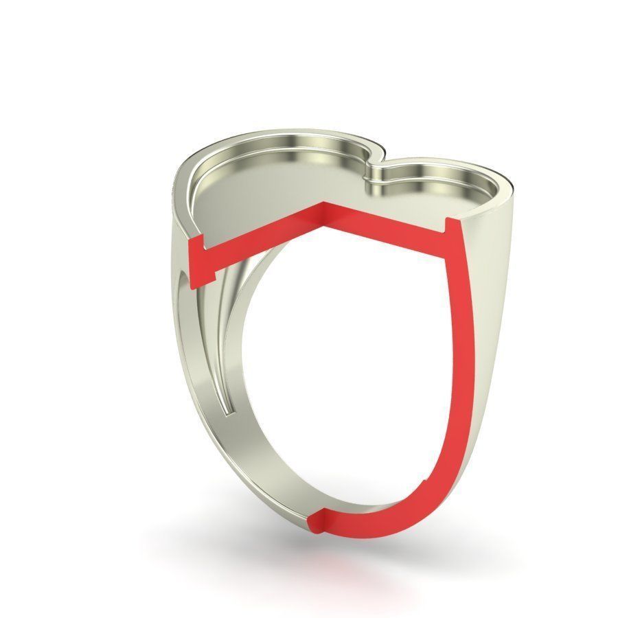 Signet rings set HEART top 3D print model_4