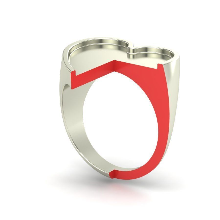 Signet rings set HEART top 3D print model_3
