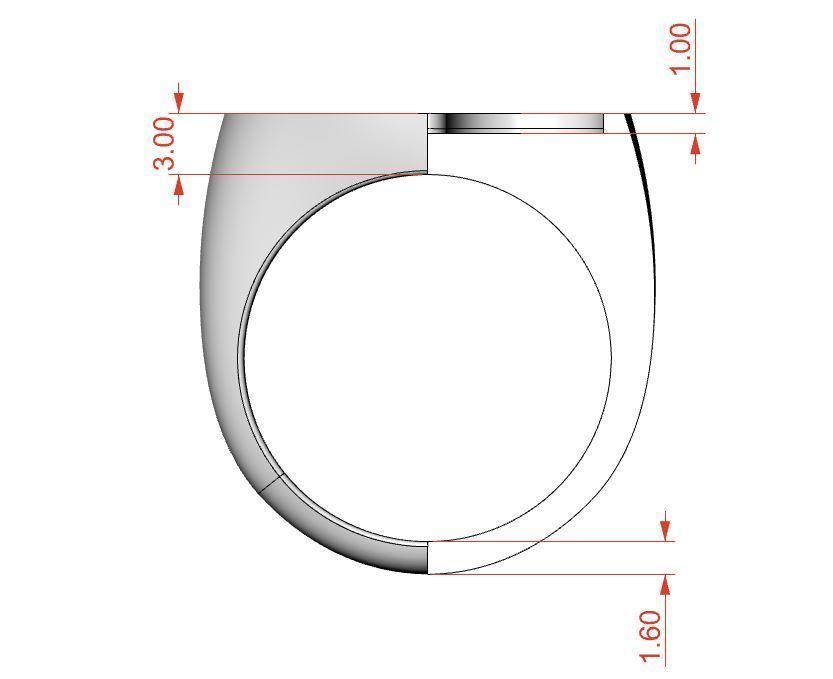 Signet rings set HEART top 3D print model_6