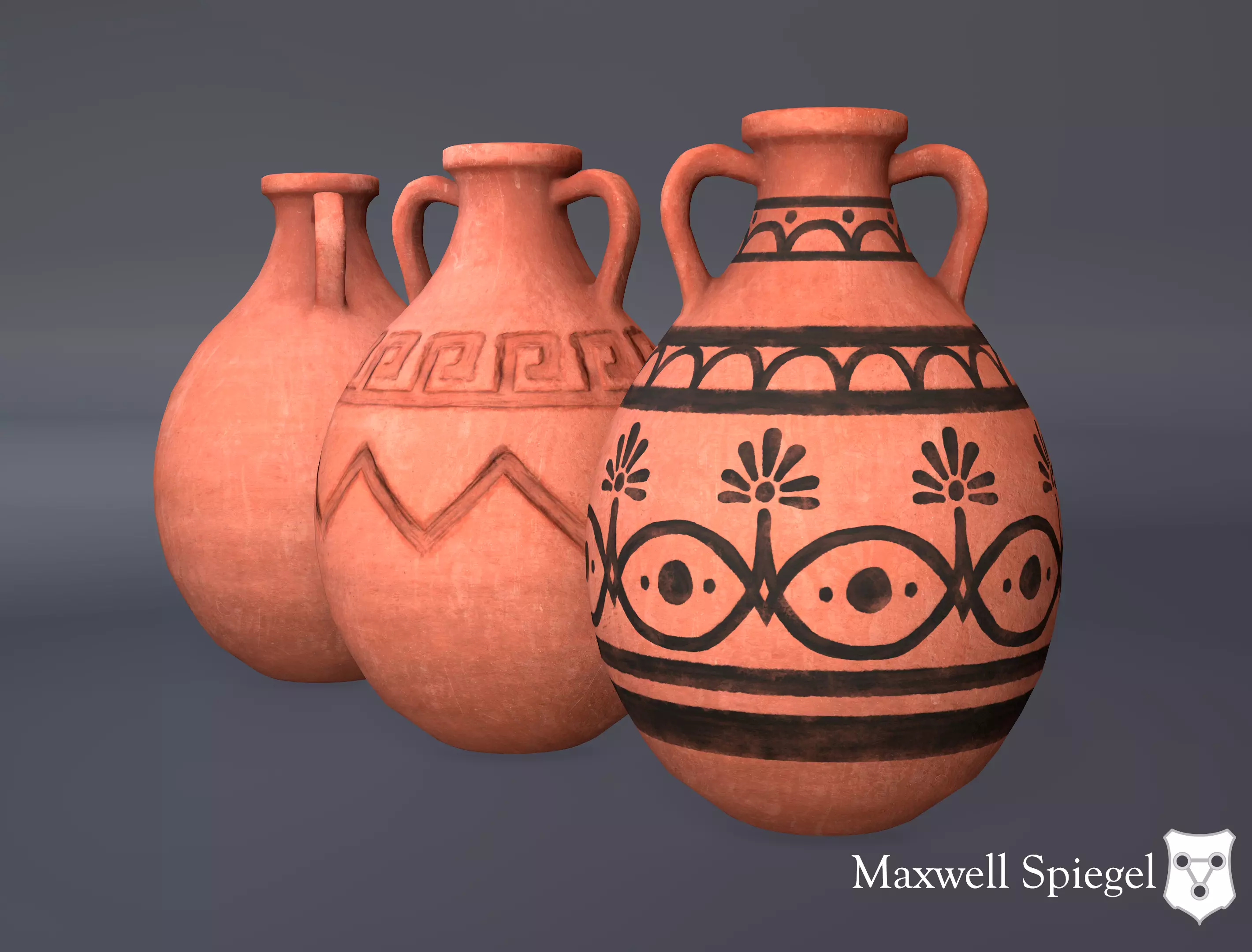 Pottery 4B Amphora Low-poly 3D model_0