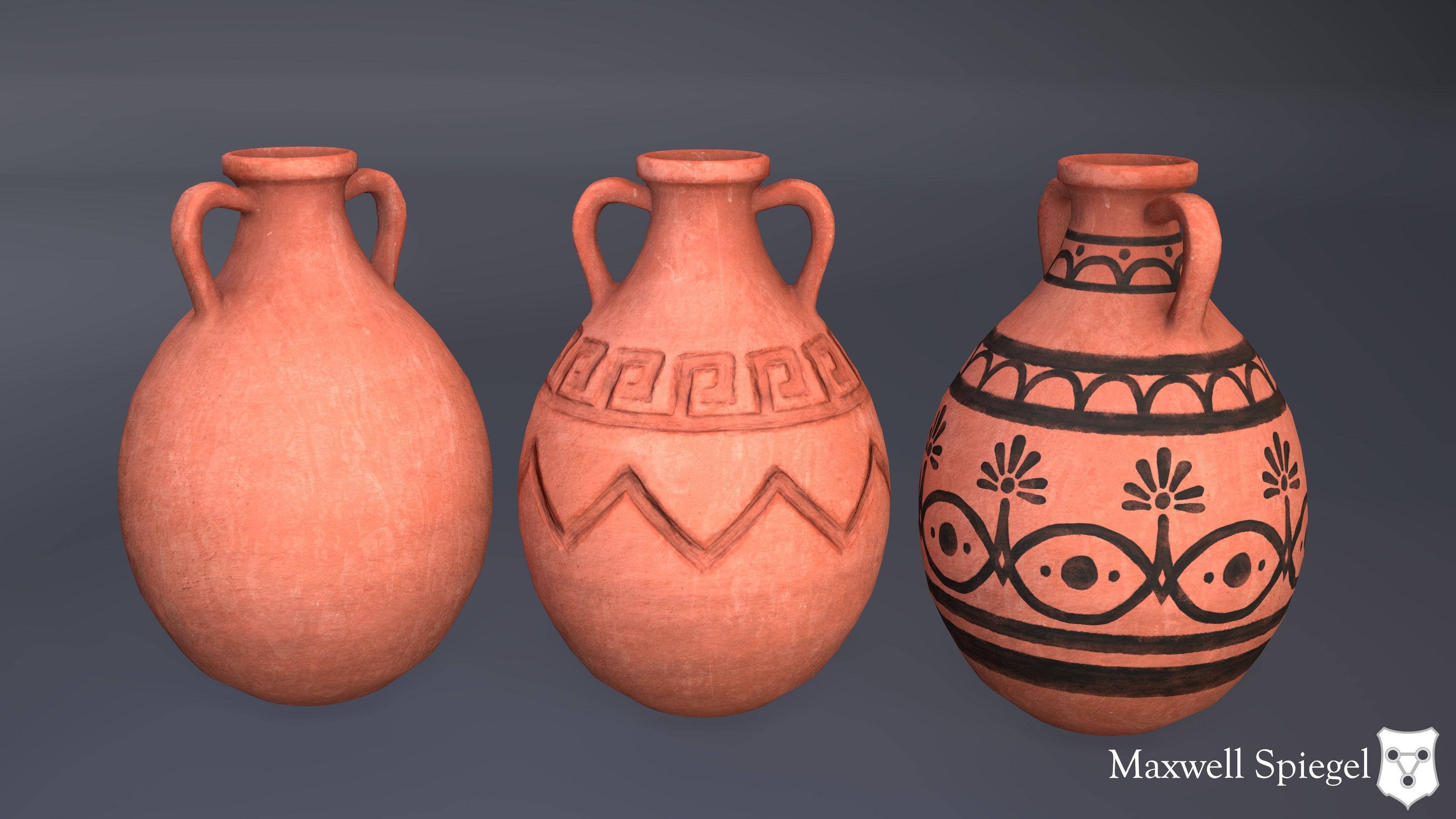 Pottery 4B Amphora Low-poly 3D model_1