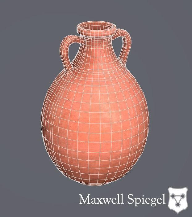 Pottery 4B Amphora Low-poly 3D model_2