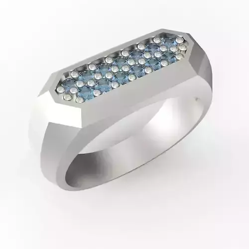 Classic Octagon Top Ring Signet Round Gemstones 3D Print Model