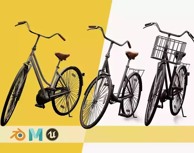 3 Bicycles bicycle Low-poly 3D model