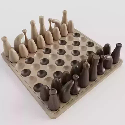 Wooden chessboard inspired by Nigerian local game Ayo