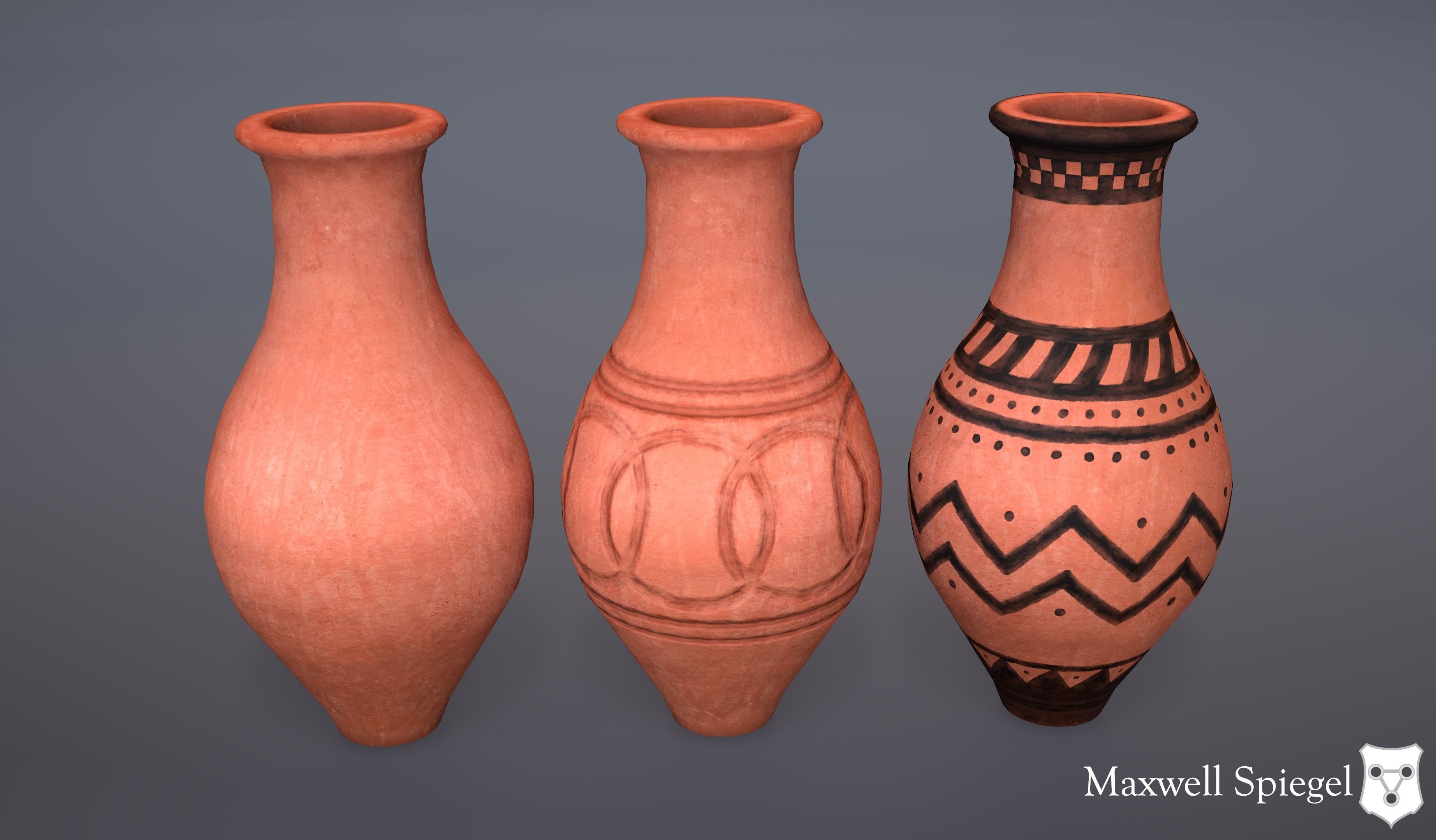 Pottery 6A Vase Low-poly 3D model_1