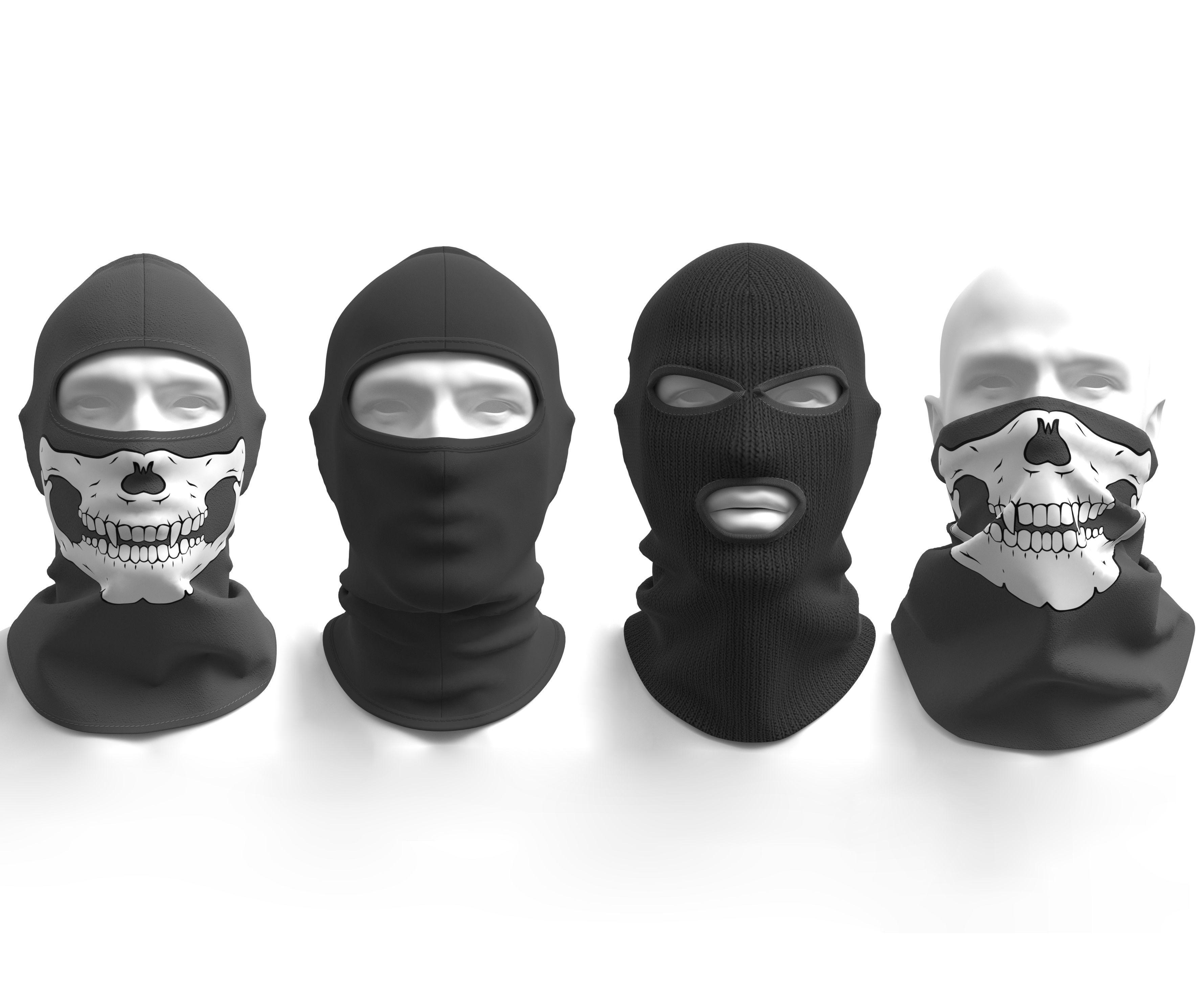 Balaclava Mask Pack - Marvelous Designer 3D model_1