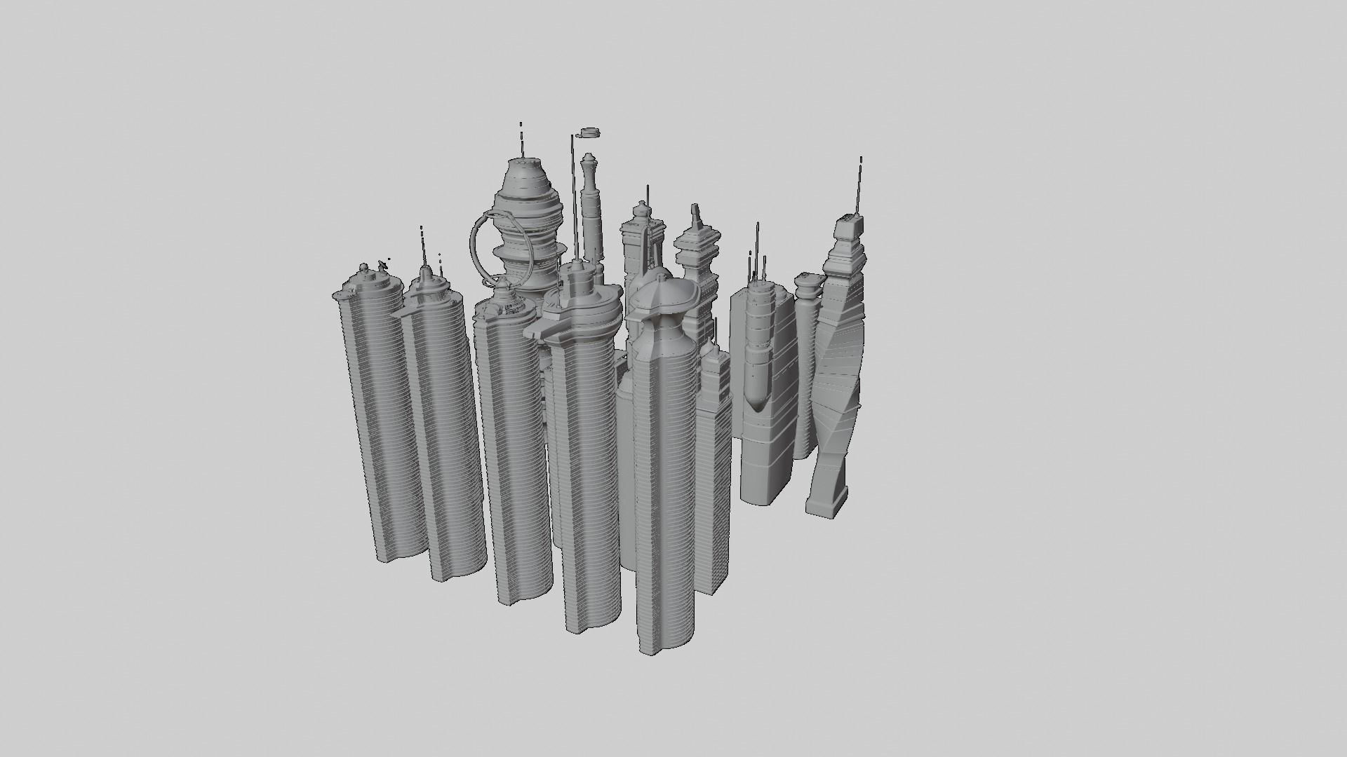 Sci fif buildings Free 3D model_3