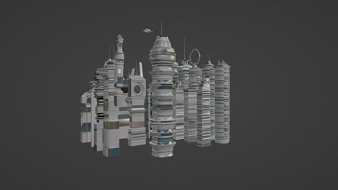 Sci fif buildings Free 3D model