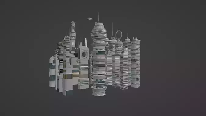 Sci fif buildings Free 3D model