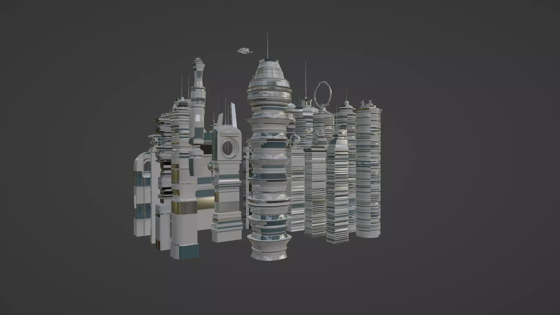 Sci fif buildings Free 3D model_0