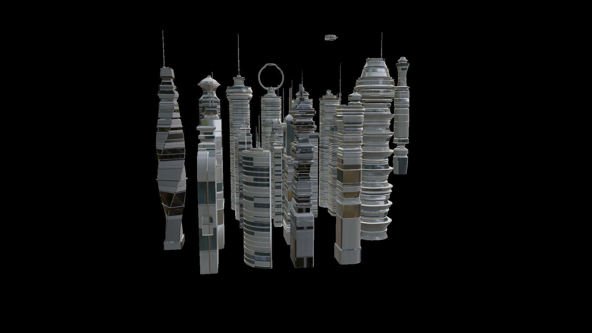 Sci fif buildings Free 3D model_2