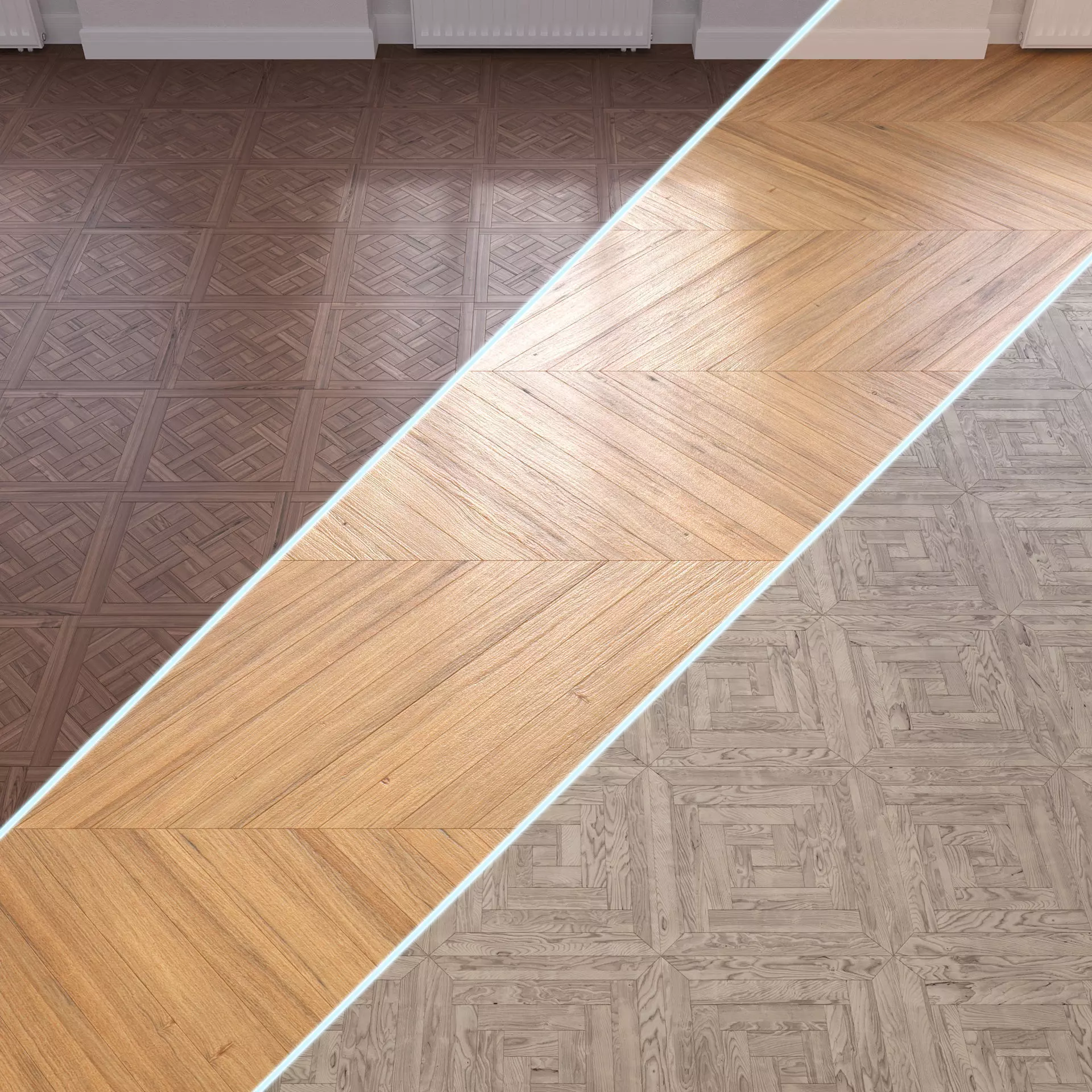 Parquet - Laminate - Wooden floor 3 in 1 Low-poly 3D model_0