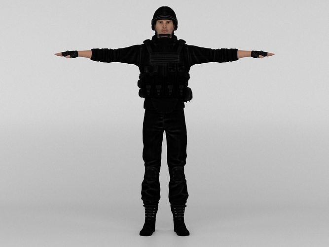Commando police officer 3D model