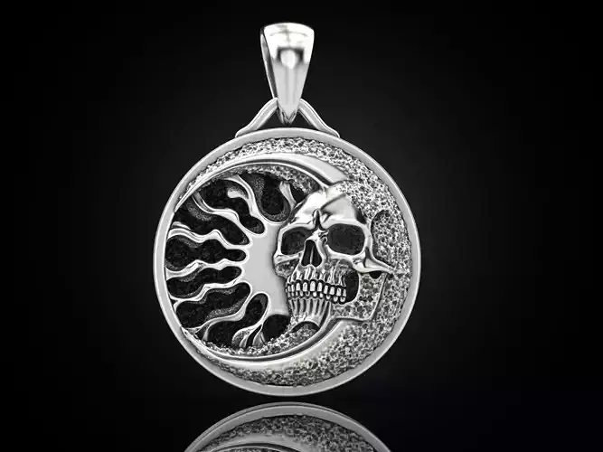 Skull moon sun pendant 3D print model