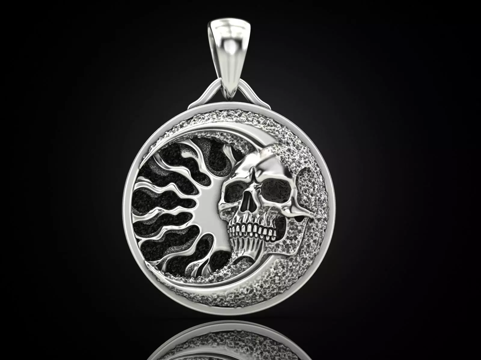 Skull moon sun pendant 3D print model_0