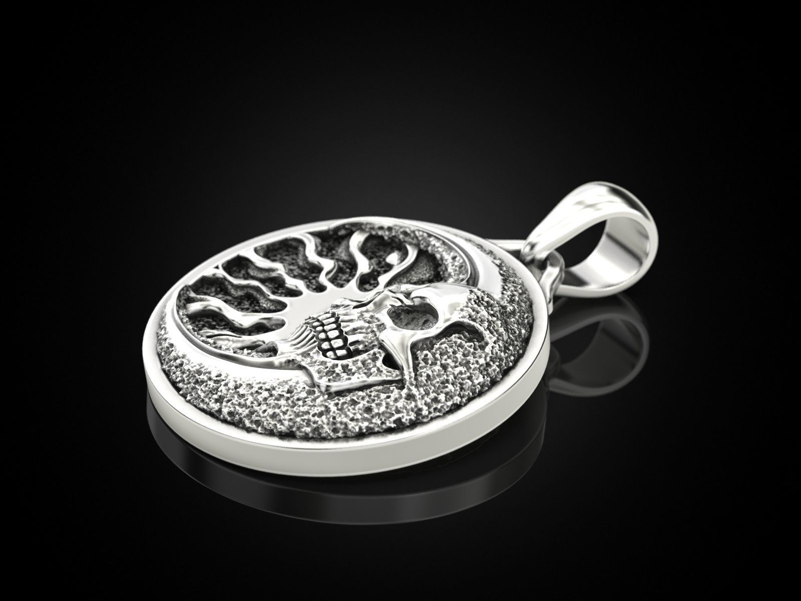Skull moon sun pendant 3D print model_3