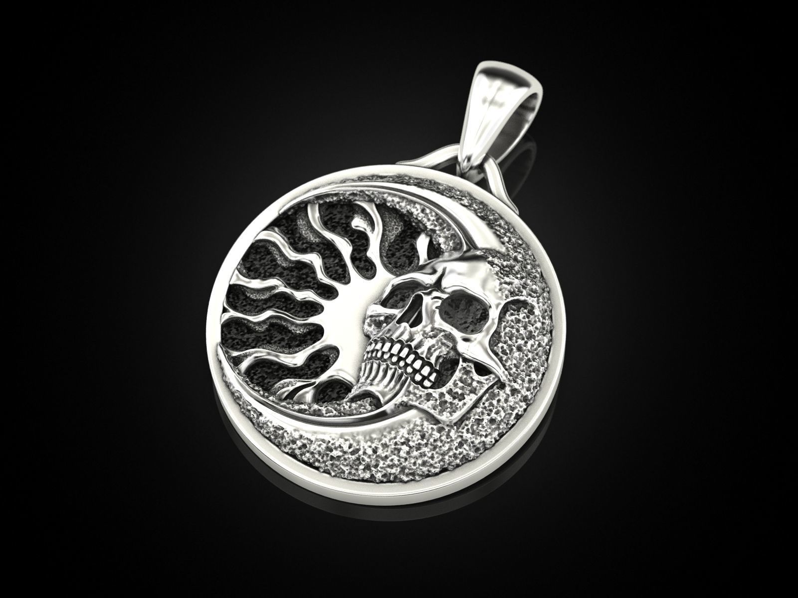 Skull moon sun pendant 3D print model_1