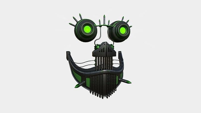 Steampunk Mask A05 Black Green - SciFi Character Design Low-poly 3D model