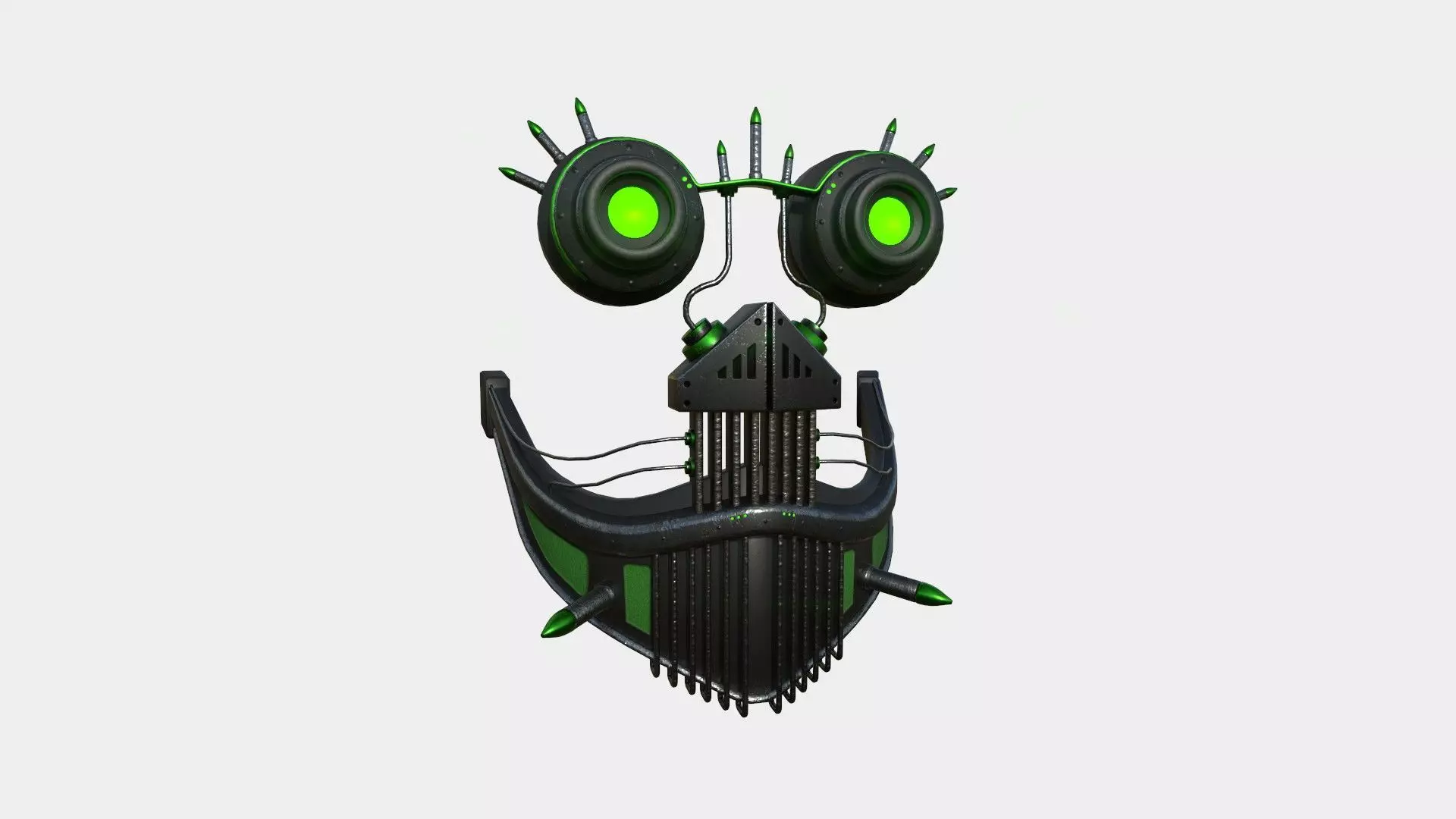 Steampunk Mask A05 Black Green - SciFi Character Design Low-poly 3D model_0