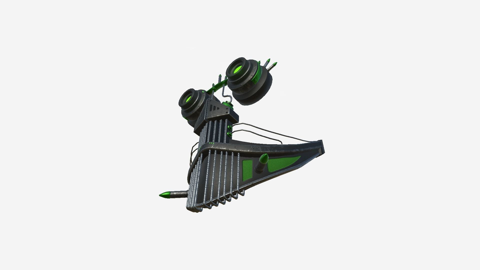 Steampunk Mask A05 Black Green - SciFi Character Design Low-poly 3D model_4