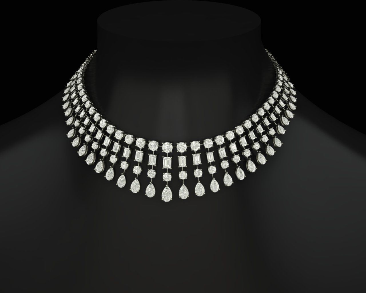 Necklace diamond 3D print model_3