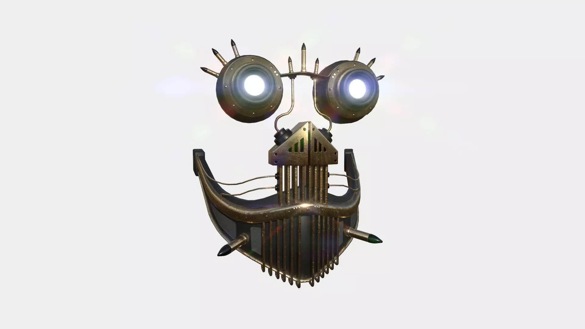 Steampunk Mask A06 Bronze - SciFi Character Design Low-poly 3D model_0