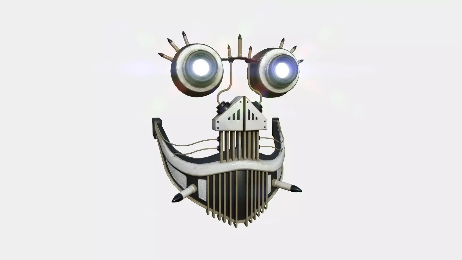 Steampunk Mask A07 White Skull - SciFi Character Design Low-poly 3D model_0