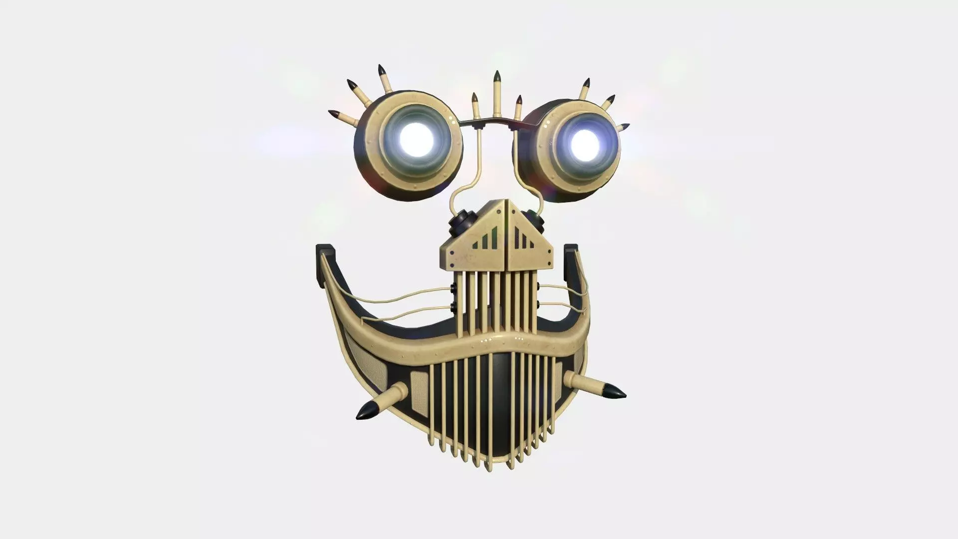 Steampunk Mask A08 Beige - SciFi Character Design Low-poly 3D model_0