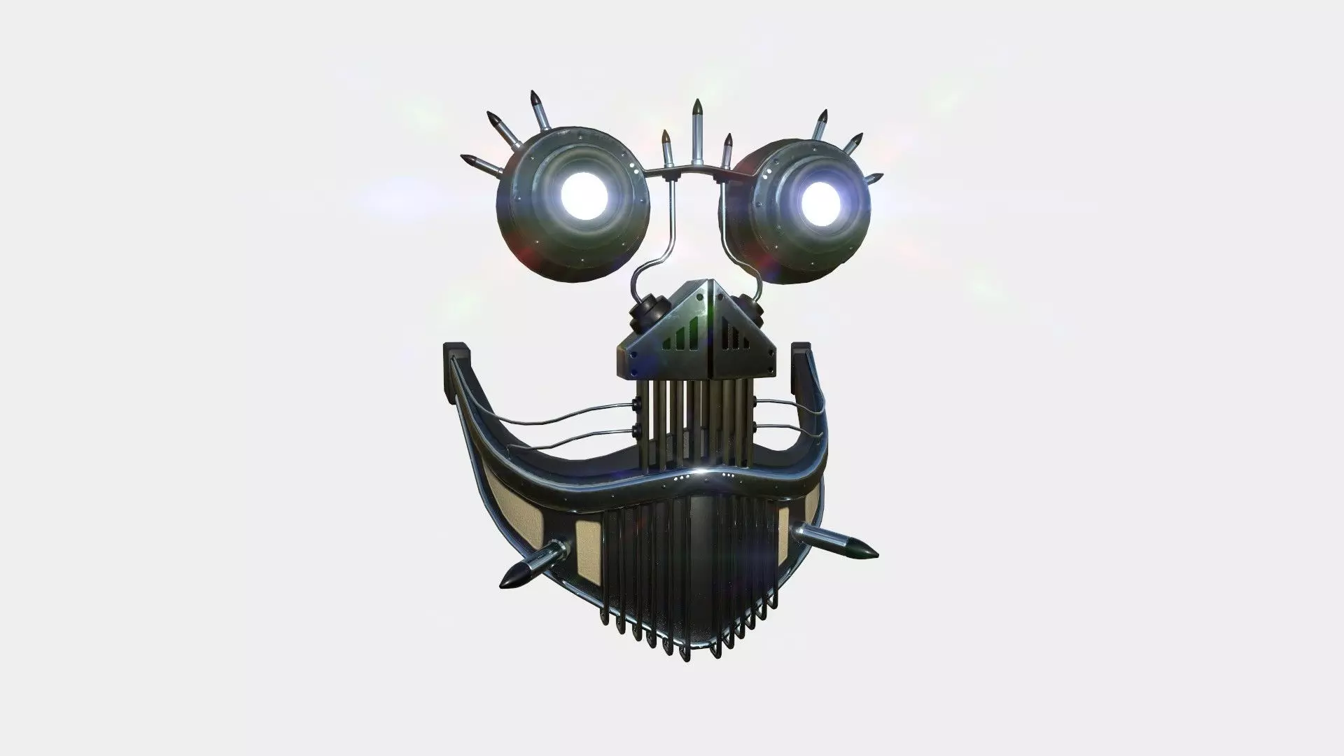 Steampunk Mask A10 Old Steel - SciFi Character Design Low-poly 3D model_0