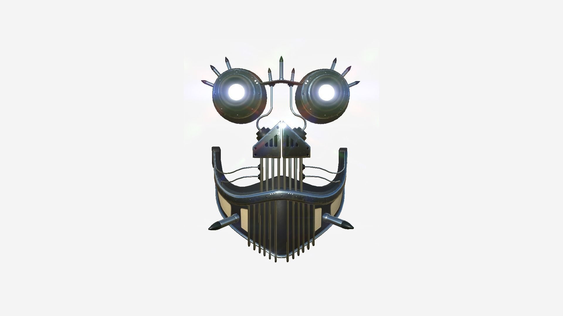 Steampunk Mask A10 Old Steel - SciFi Character Design Low-poly 3D model_1