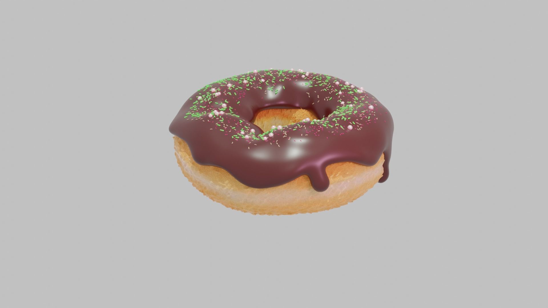 Doughnut chocolate donut with sprinkles 3D model_1