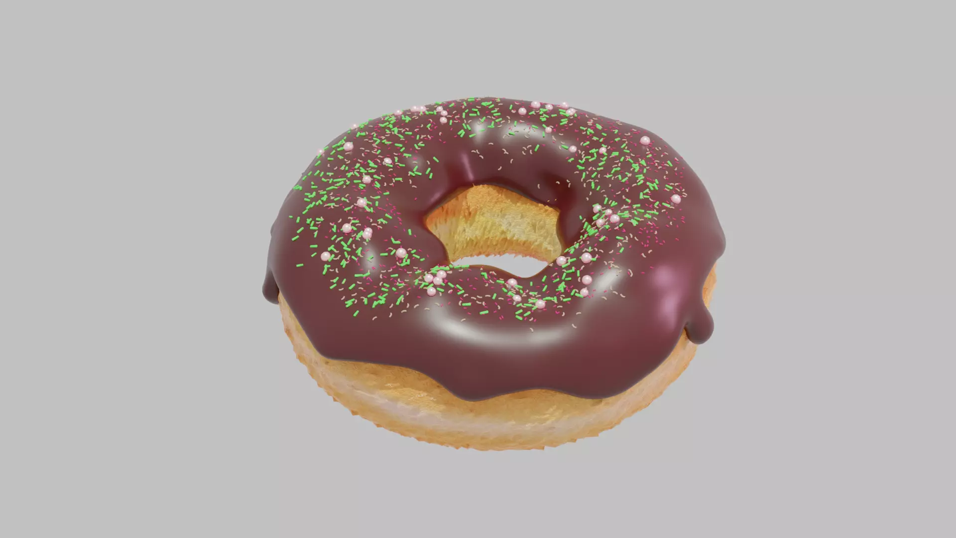 Doughnut chocolate donut with sprinkles 3D model_0