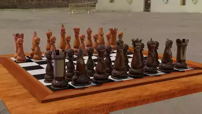 Chess set and table 3D models