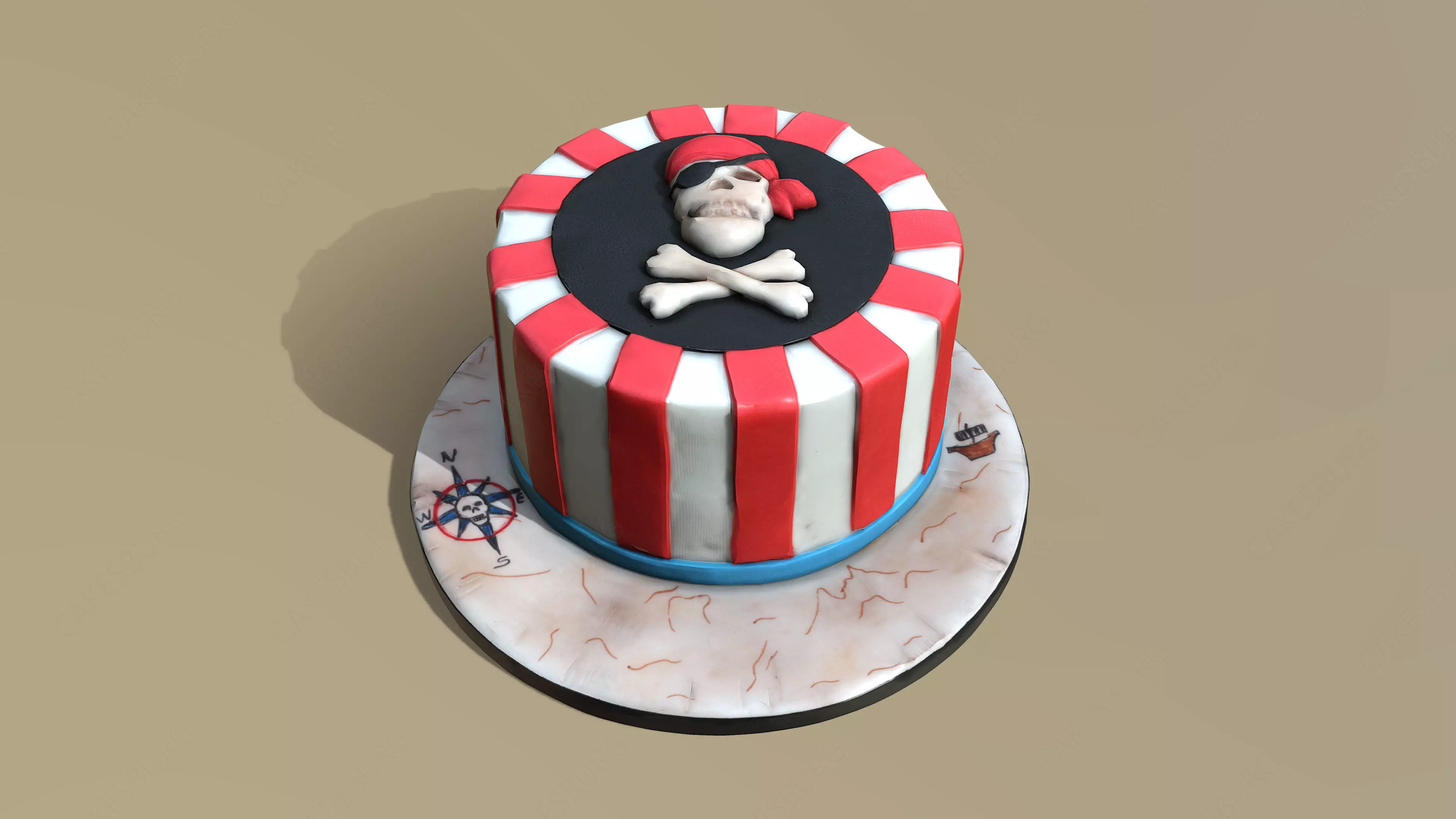 Pirate Cake 3D model_0
